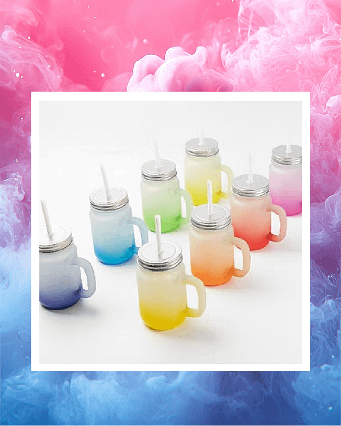 Tasse en verre coloré 14 oz avec anse